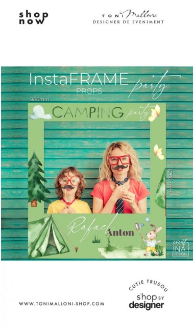 Rama props cabina foto personalizata in tematica evenimentului Instaframe Camping 2